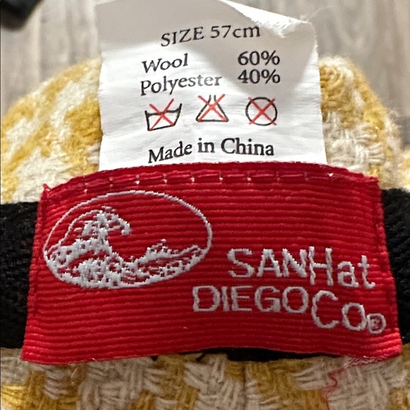 San Diego Hat Co Yellow and White wool Houndstooth floppy Bucket Hat - Picture 6 of 6